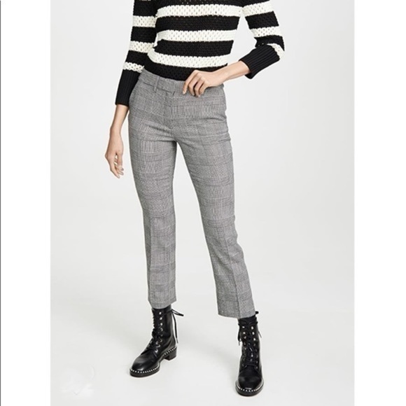 Frame • Black White Plaid Cropped Perfect Trouser - Picture 1 of 4